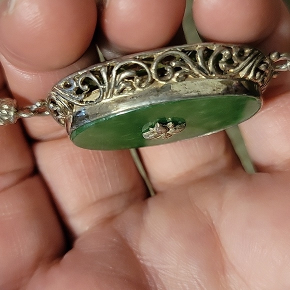 Vintage Jade bracelet 925 - Picture 7 of 10